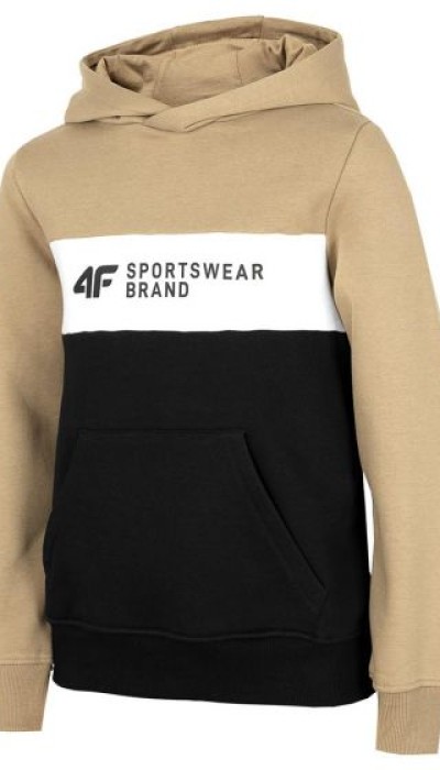 4F Παιδική μπλούζα φούτερ με κουκούλα μπεζ